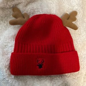 Red reindeer beanie